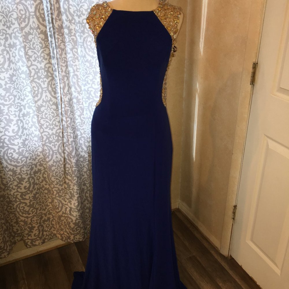 Royal Blue Rhinestone Prom Dress